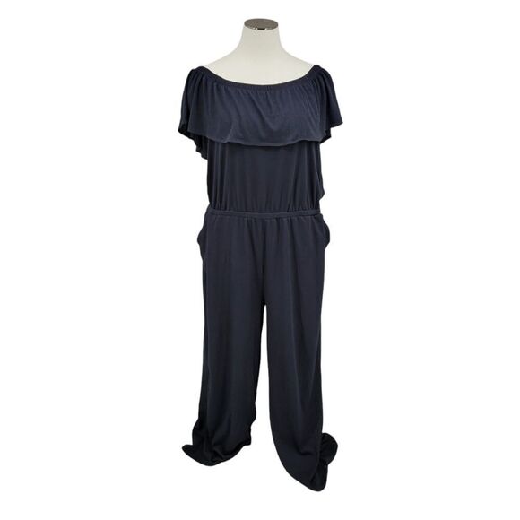 Haute Hippie Black Jumpsuit Wide Leg Off The Shoulder Women's Plus Size 3X - Picture 1 of 12